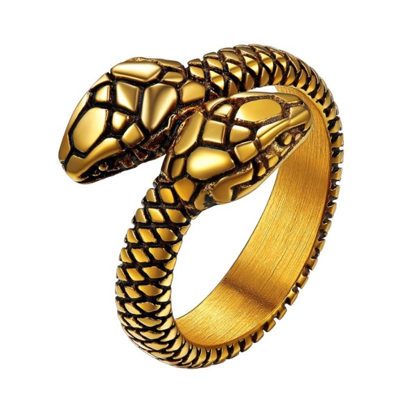 18k Snake Ring Toi Et Moi Luxurious Gold - Picture 2 of 14